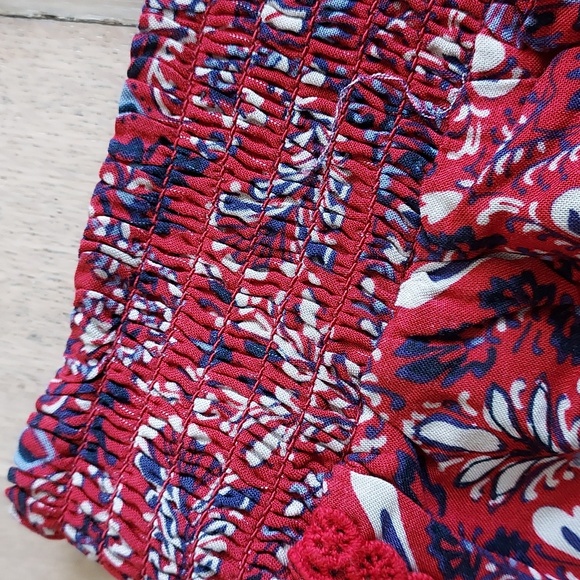 NWT Knox Rose Women's SZ L High Elastic Waist Red Paisley Shorts W/ Pockets - Picture 7 of 13